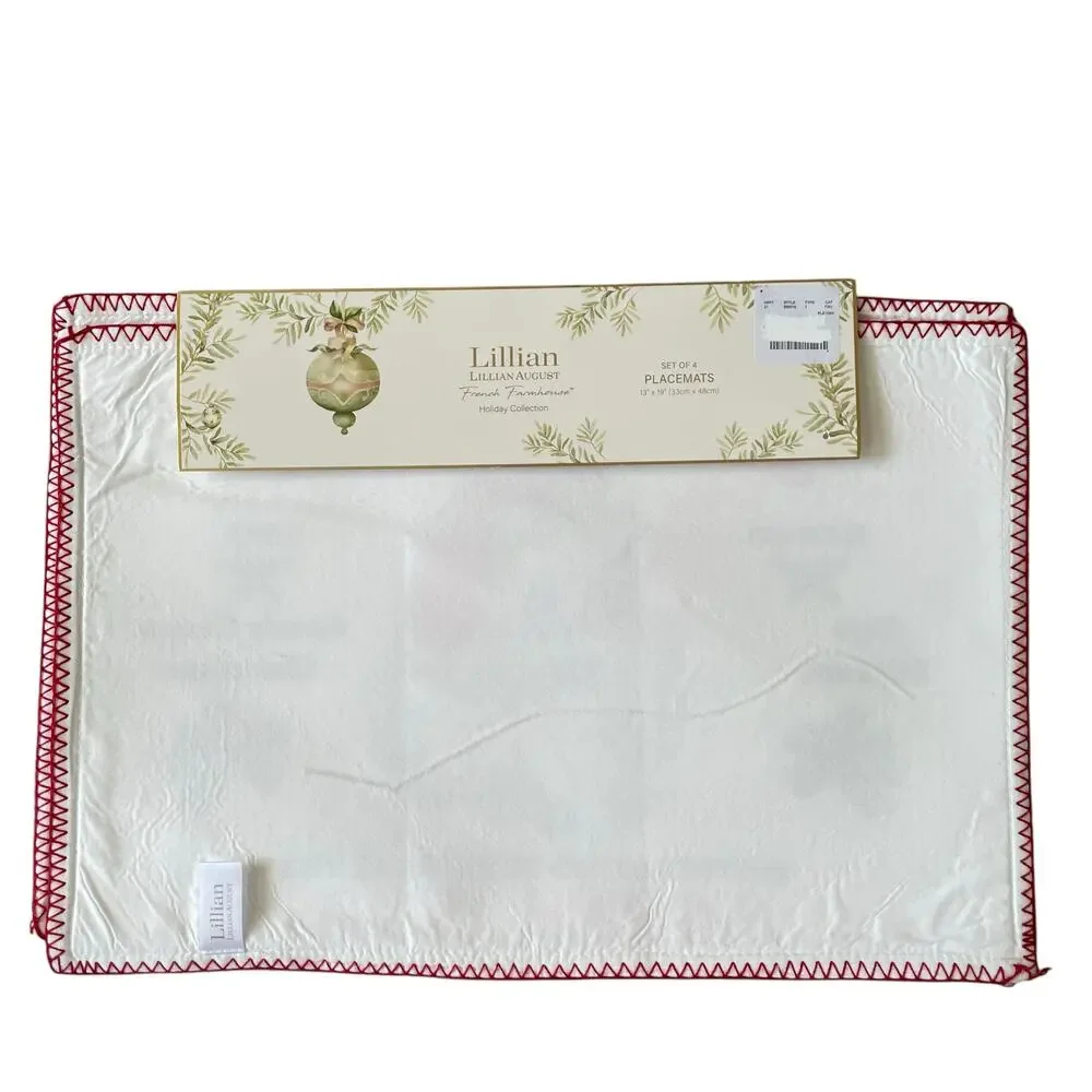 Lillian August Christmas SANTA CLAUS Placemat Set of 4 Holiday Decor 13x19 New